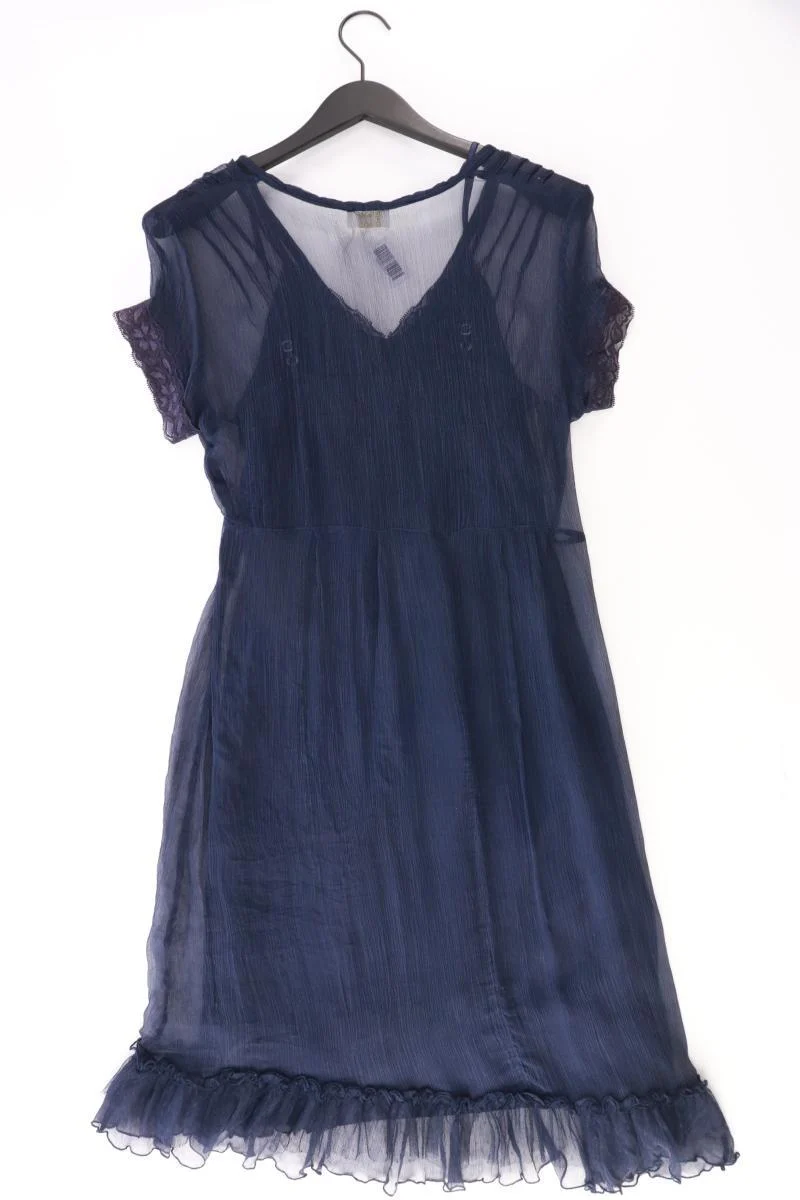 Oltre Chiffonkleid Gr. 38 Kurzarm blau aus Seide