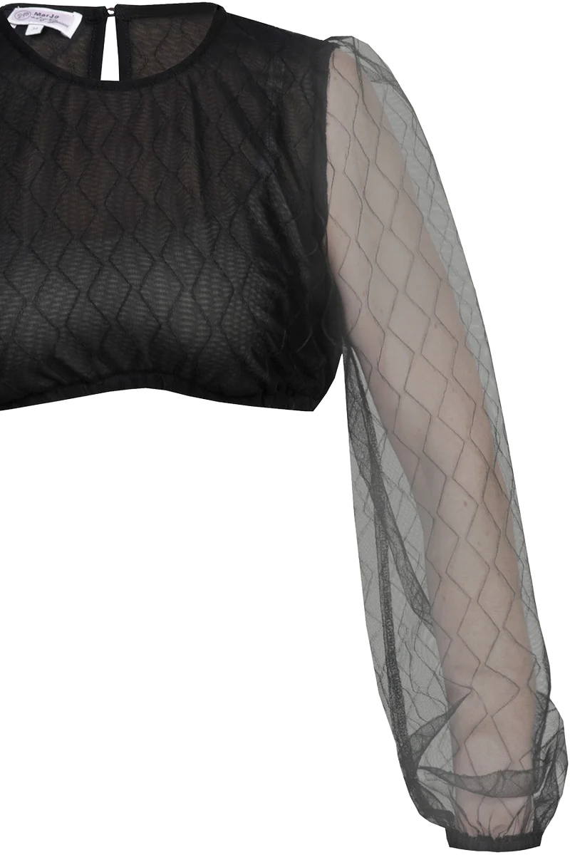 Dirndlbluse mit Puffärmeln - schwarz