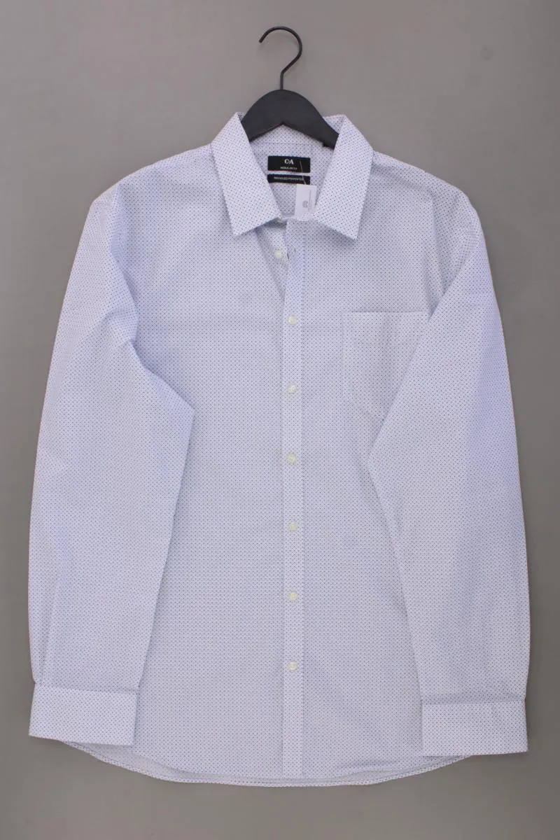 C&A Langarmhemd für Herren Gr. Hemdgröße 43/44 geometrisches Muster blau