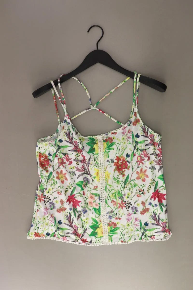 Pull&Bear Spaghetti-Top Gr. M mit Blumenmuster grün