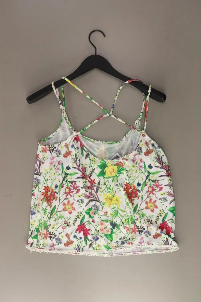 Pull&Bear Spaghetti-Top Gr. M mit Blumenmuster grün