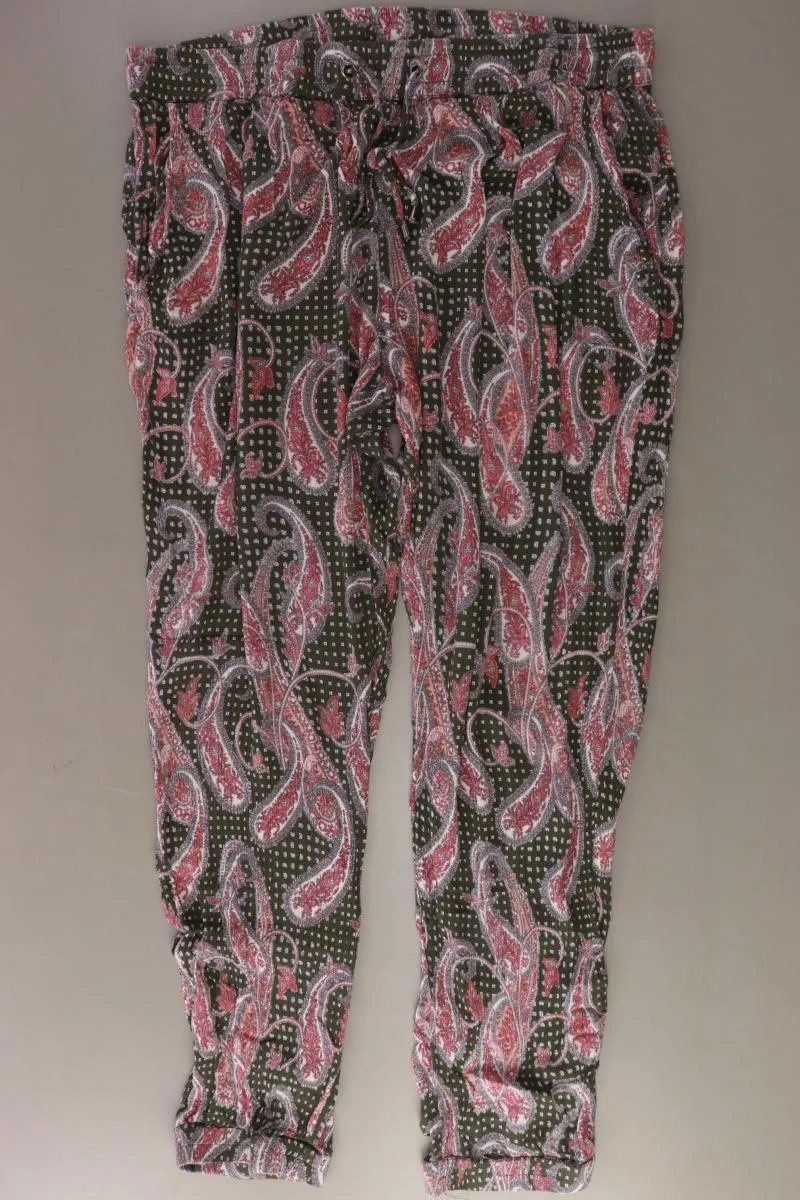 Kaffe Stoffhose Gr. 52 mit Paisleymuster olivgrün aus Viskose