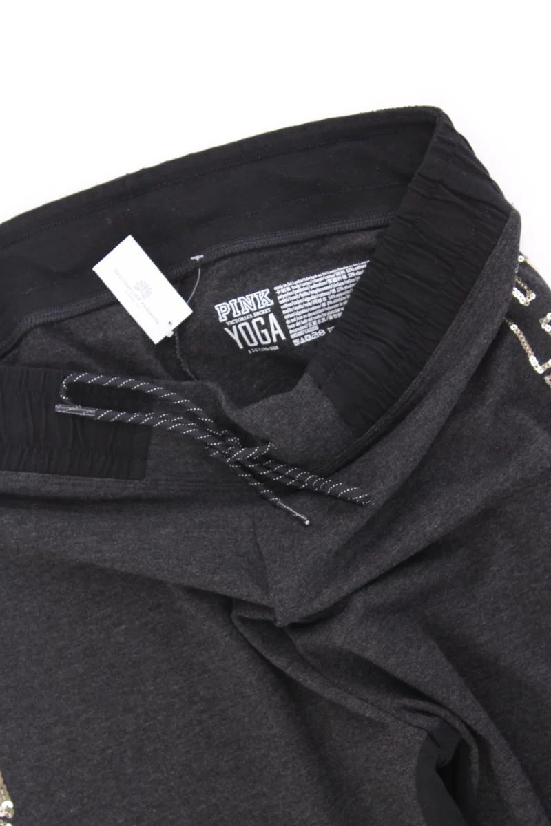 Victoria's Secret Jogginghose Gr. L mit Pailletten grau aus Baumwolle