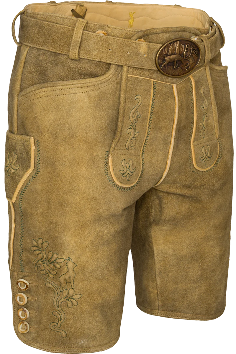 Herren Lederhose mit Gürtel kurz
