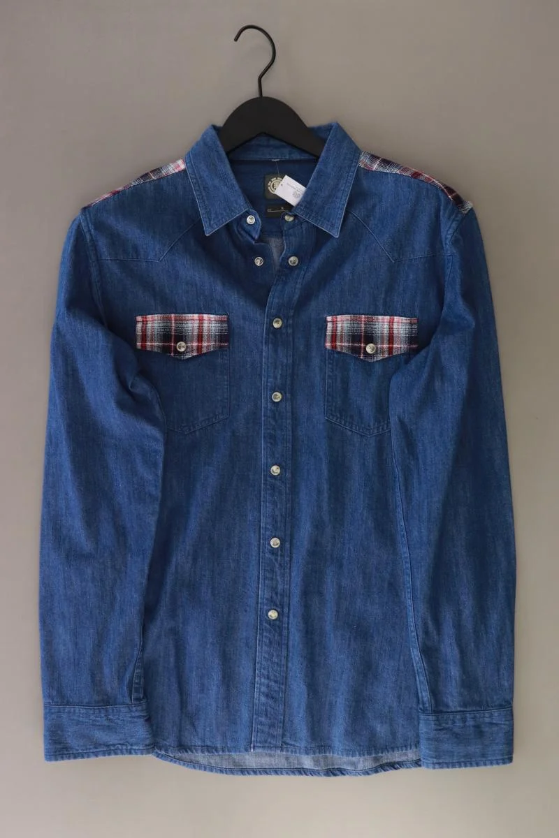 Element Jeanshemd für Herren Gr. M Langarm blau aus Baumwolle