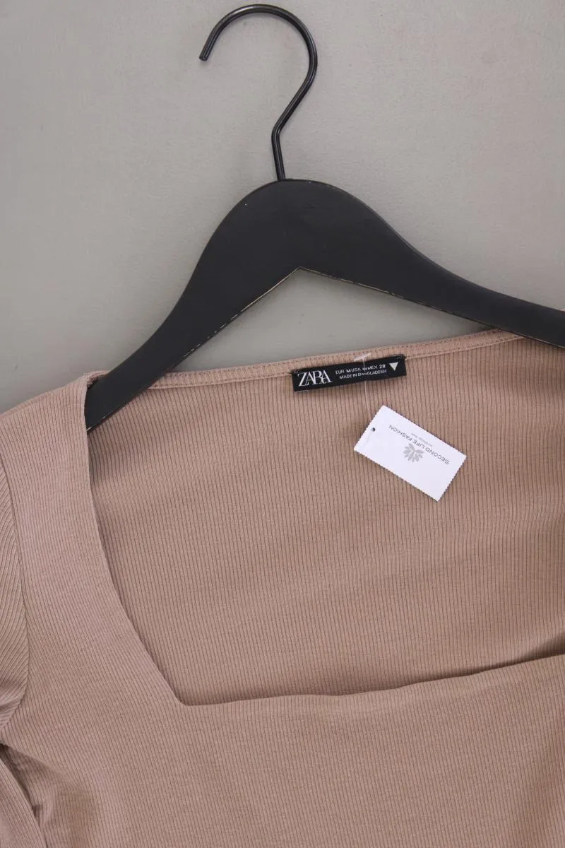 Zara Cropped Shirt Gr. M Langarm braun aus Baumwolle