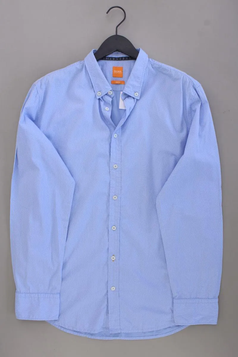 BOSS Orange Langarmhemd für Herren Gr. XL blau aus Baumwolle