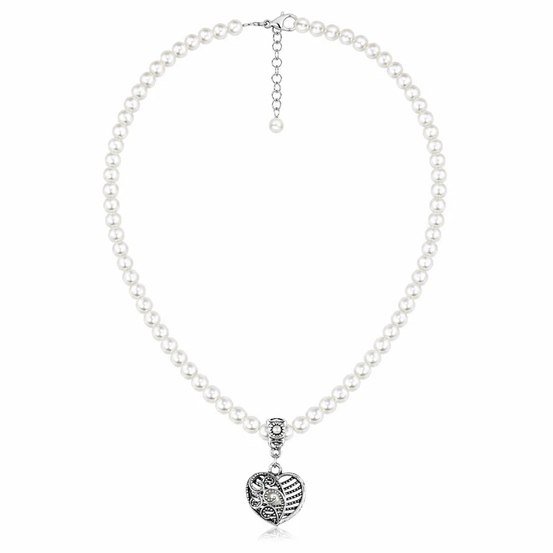 LUISIA® Perlenkette "Ariela" mit Herzanhänger | Halskette Collier