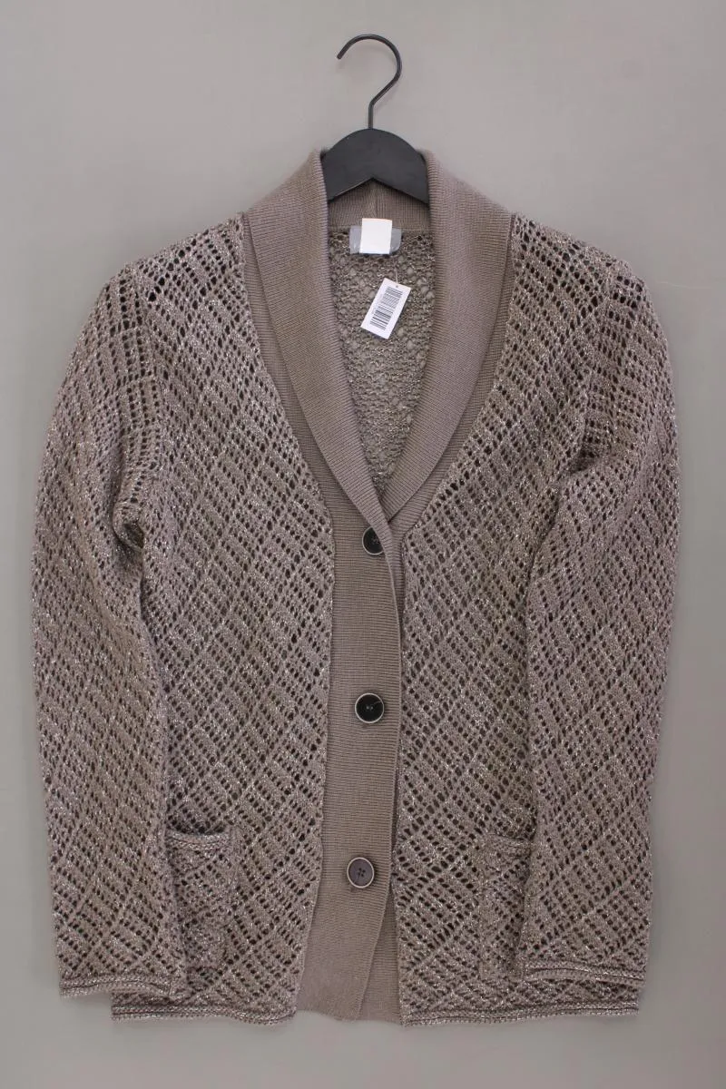 FAIR LADY Strickjacke Gr. 40 Langarm mit Glitzer grau aus Polyacryl
