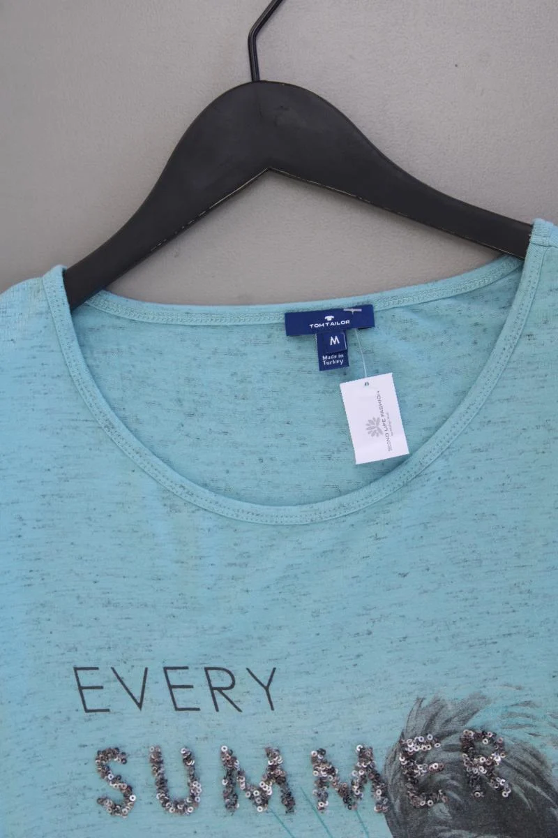Tom Tailor Printshirt Gr. M Kurzarm türkis
