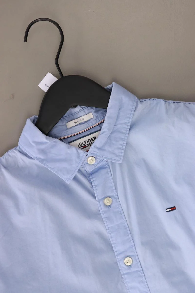 Hilfiger Denim Langarmhemd für Herren Gr. M blau aus Baumwolle