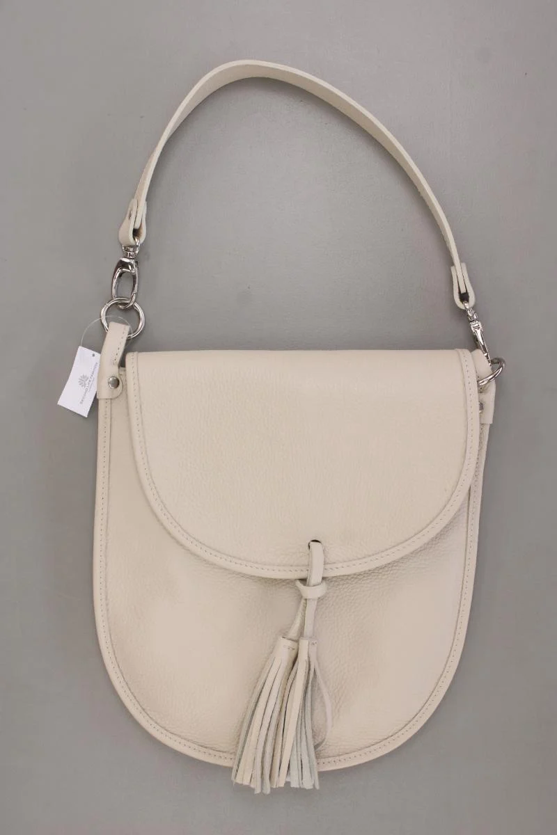 Schultertasche creme aus Leder
