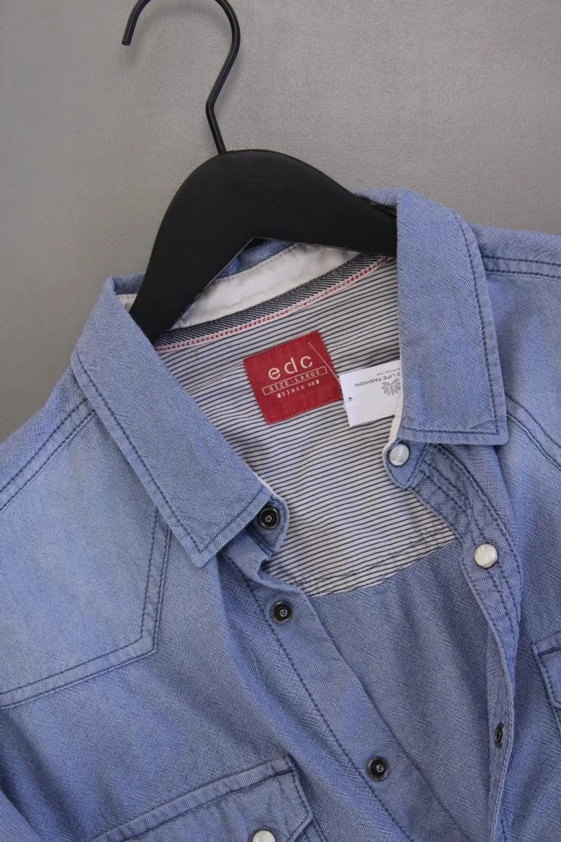 edc by Esprit Langarmhemd für Herren Gr. L neuwertig blau aus Baumwolle