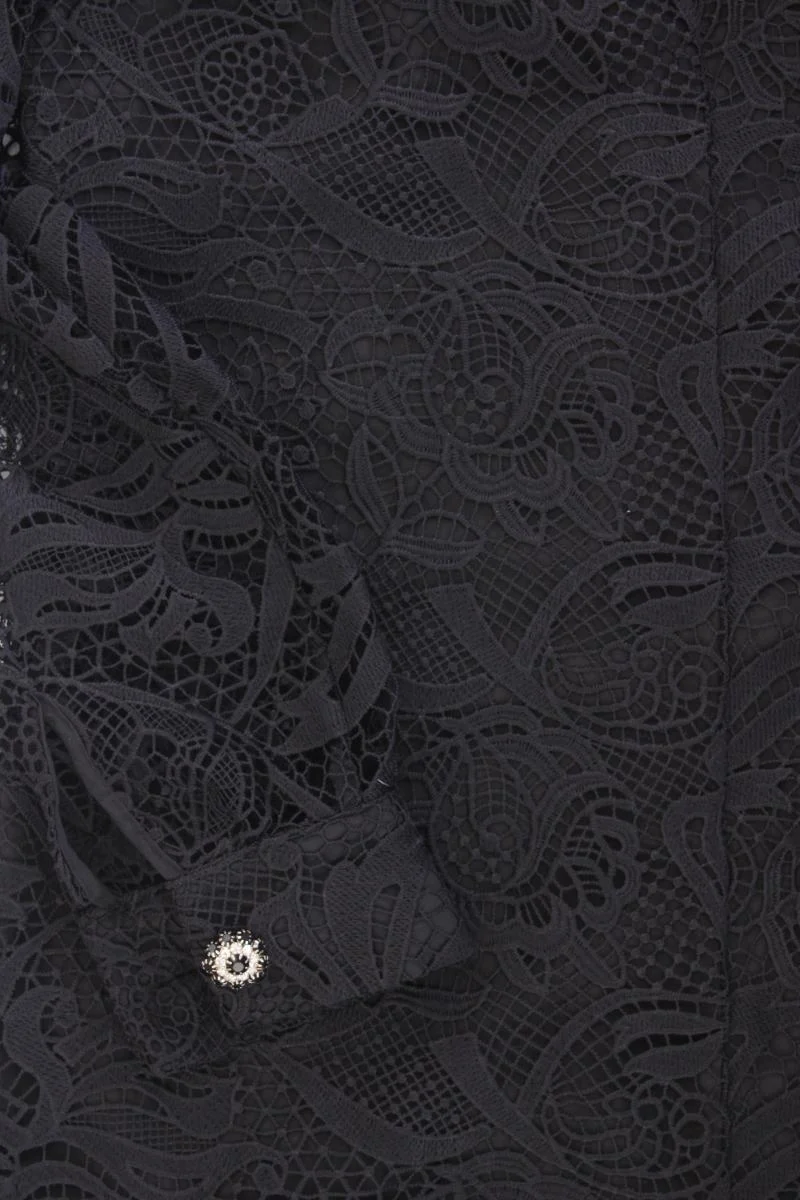 River Island Spitzenkleid Gr. 38 neuwertig Langarm schwarz aus Polyester