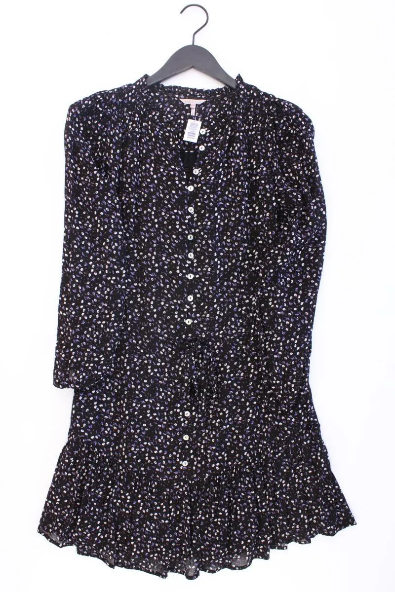 Esqualo Langarmkleid Gr. 36 mit Blumenmuster neuwertig schwarz aus Viskose