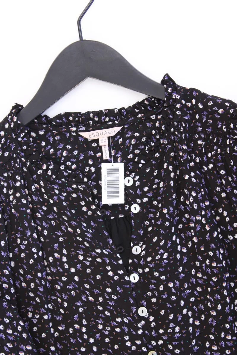 Esqualo Langarmkleid Gr. 36 mit Blumenmuster neuwertig schwarz aus Viskose