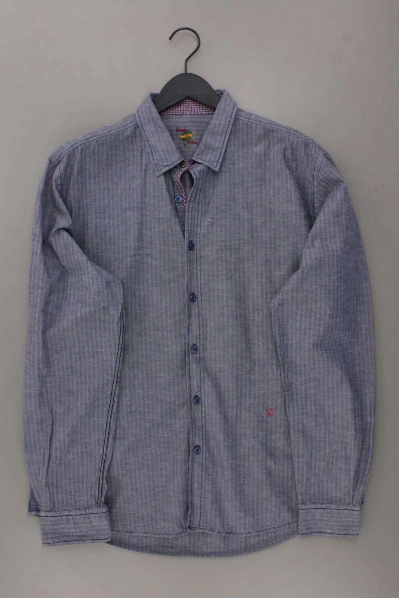 Lucky de Luca Langarmhemd für Herren Gr. XL blau aus Baumwolle