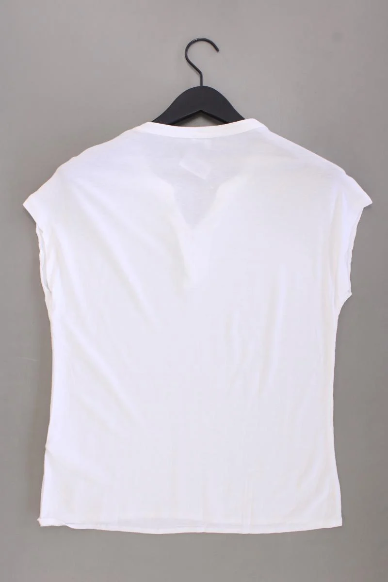 Tom Tailor Shirt mit V-Ausschnitt Gr. S Kurzarm weiß aus Baumwolle