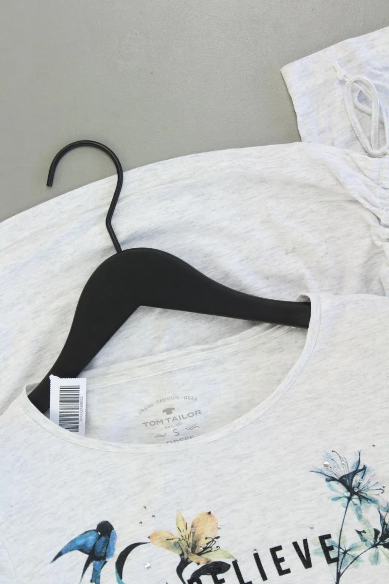 Tom Tailor Printshirt Gr. M Langarm grau aus Viskose