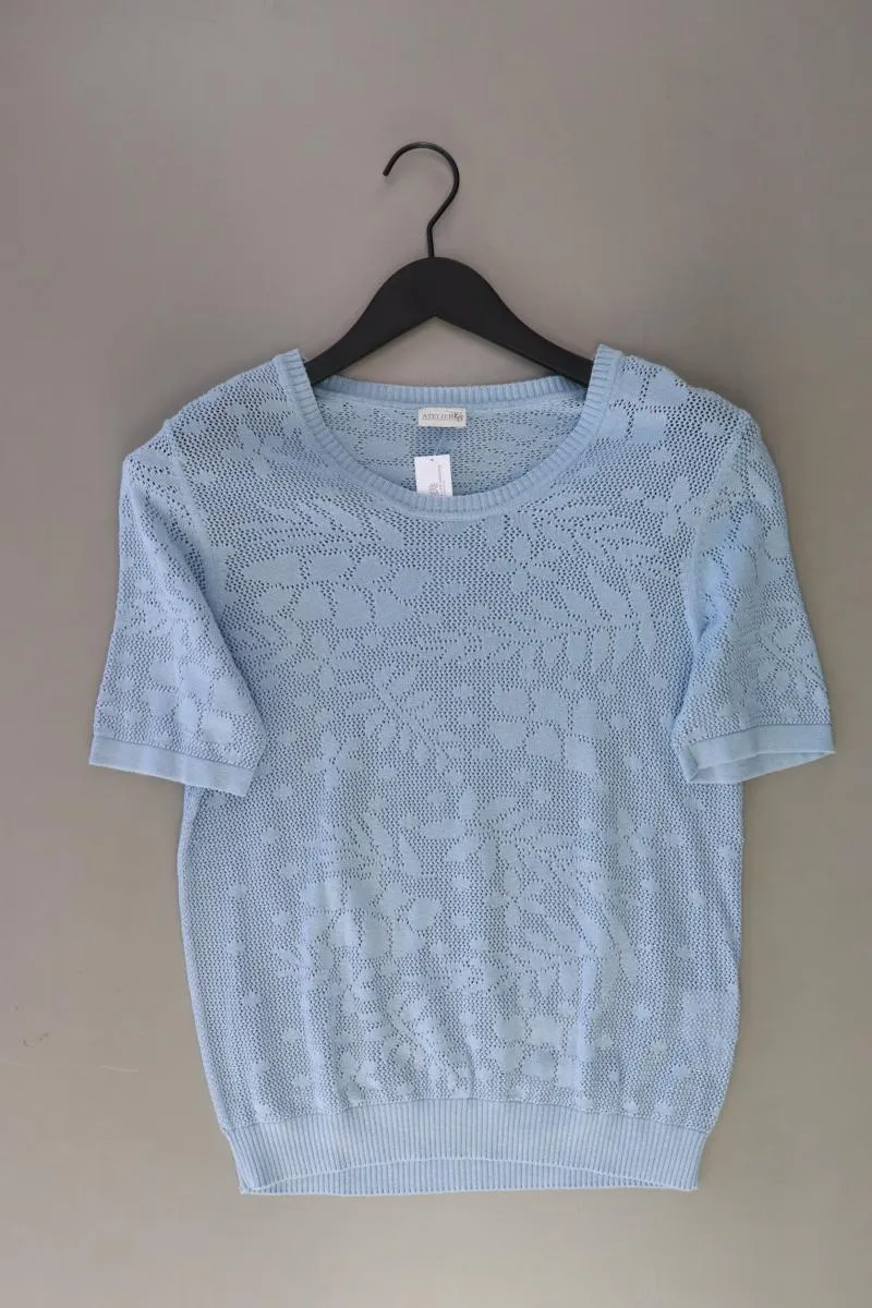 Atelier GS Strickshirt Gr. Kurzgröße 20 Kurzarm blau aus Viskose