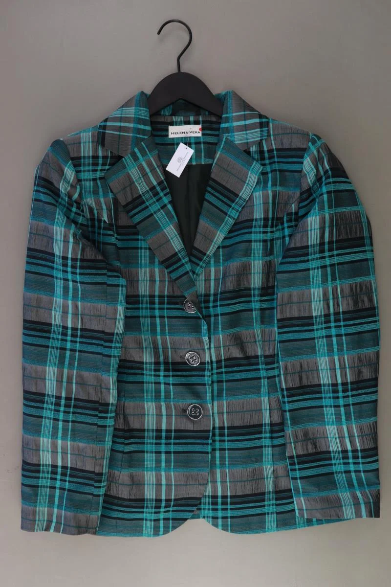 Helena Vera Longblazer Gr. Kurzgröße 21 kariert türkis aus Polyester