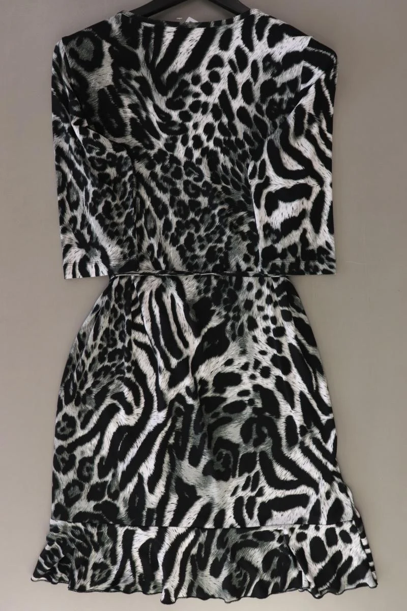 VA Milano Jerseykleid Gr. 42 mit Tierdruck mit Gürtel 3/4 Ärmel grau