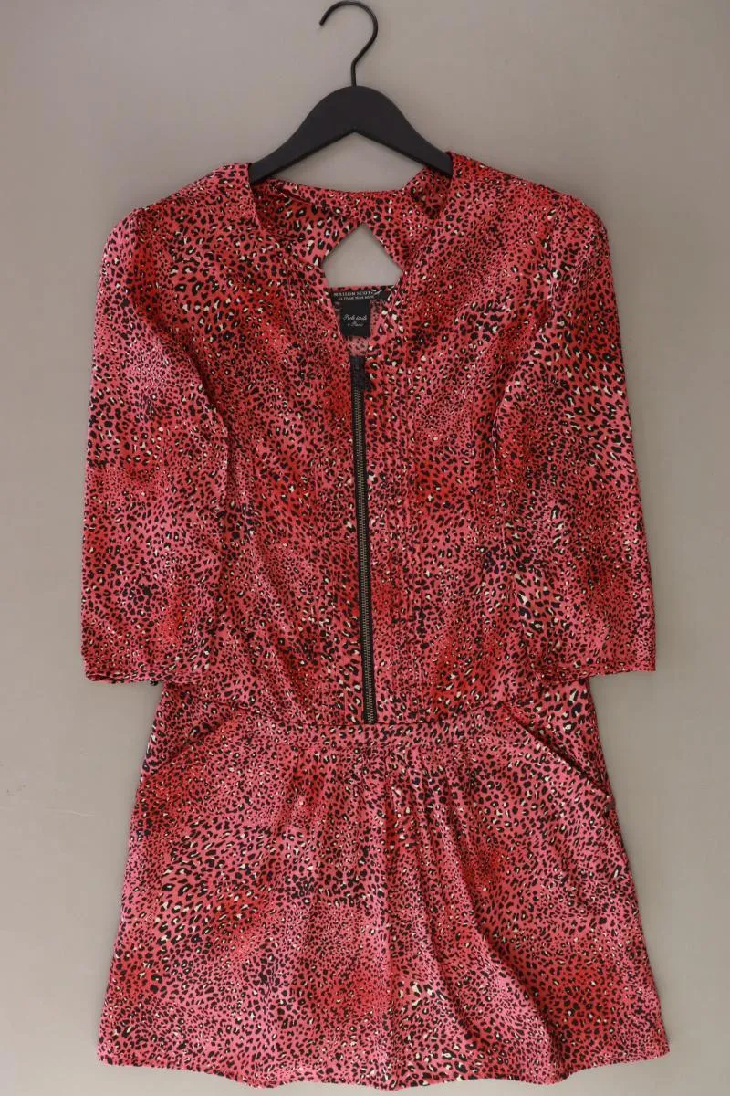 Maison Scotch Midikleid Gr. S mit Tierdruck 3/4 Ärmel rot aus Polyester