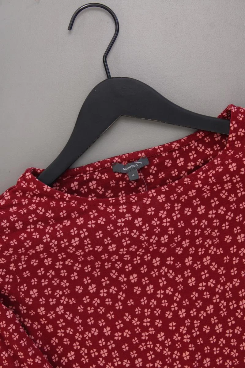 Montego Shirt mit Kleeblattmuster Gr. M Langarm rot aus Baumwolle