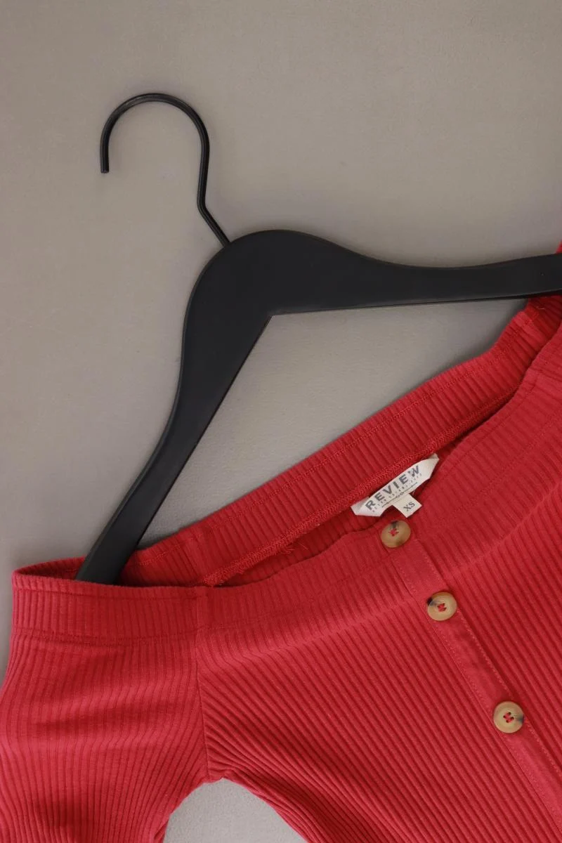 Review T-Shirt Gr. XS Kurzarm rot aus Baumwolle