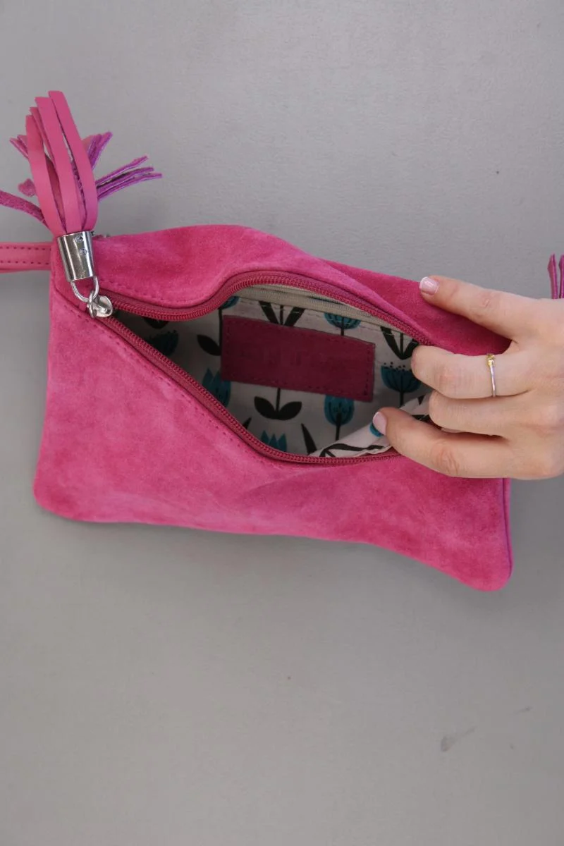 Wildleder Clutch pink