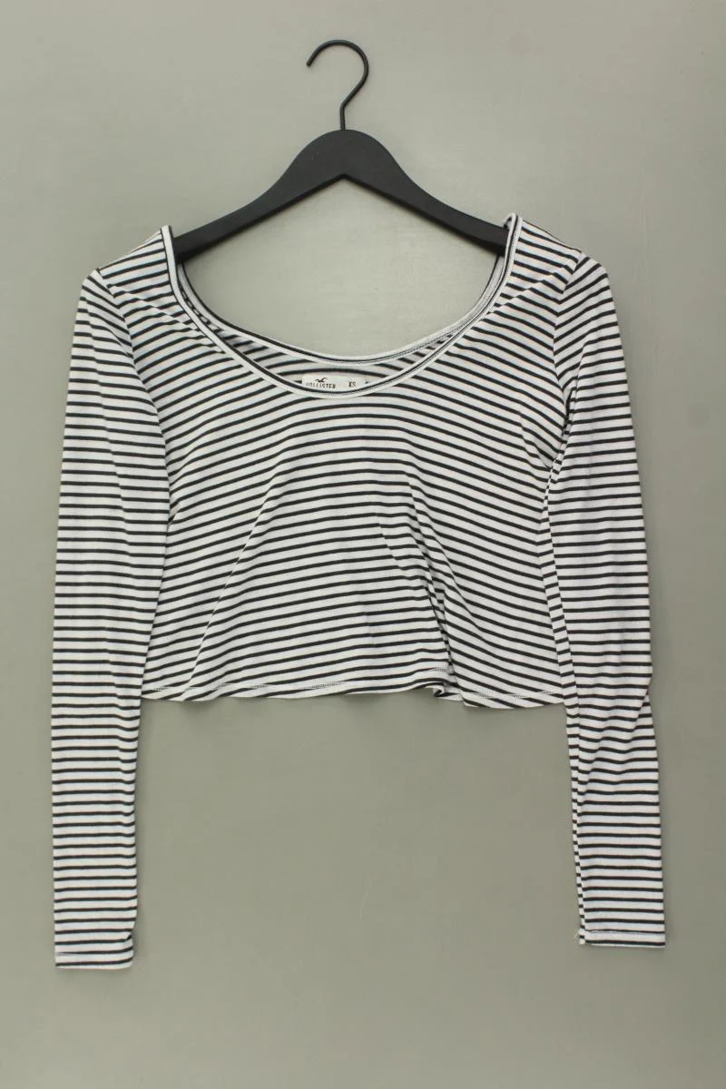 Hollister Cropped Shirt Gr. XS gestreift Langarm weiß