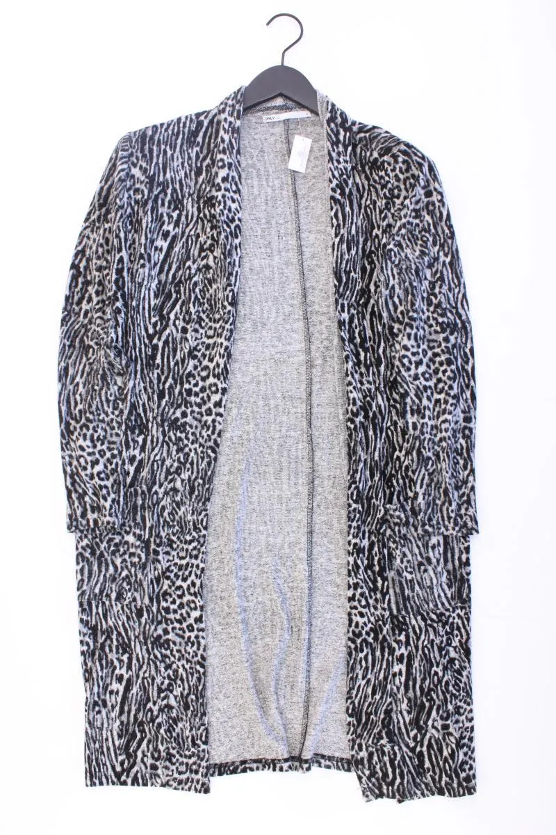 Only Strickjacke Gr. S mit Tierdruck Langarm grau aus Viskose