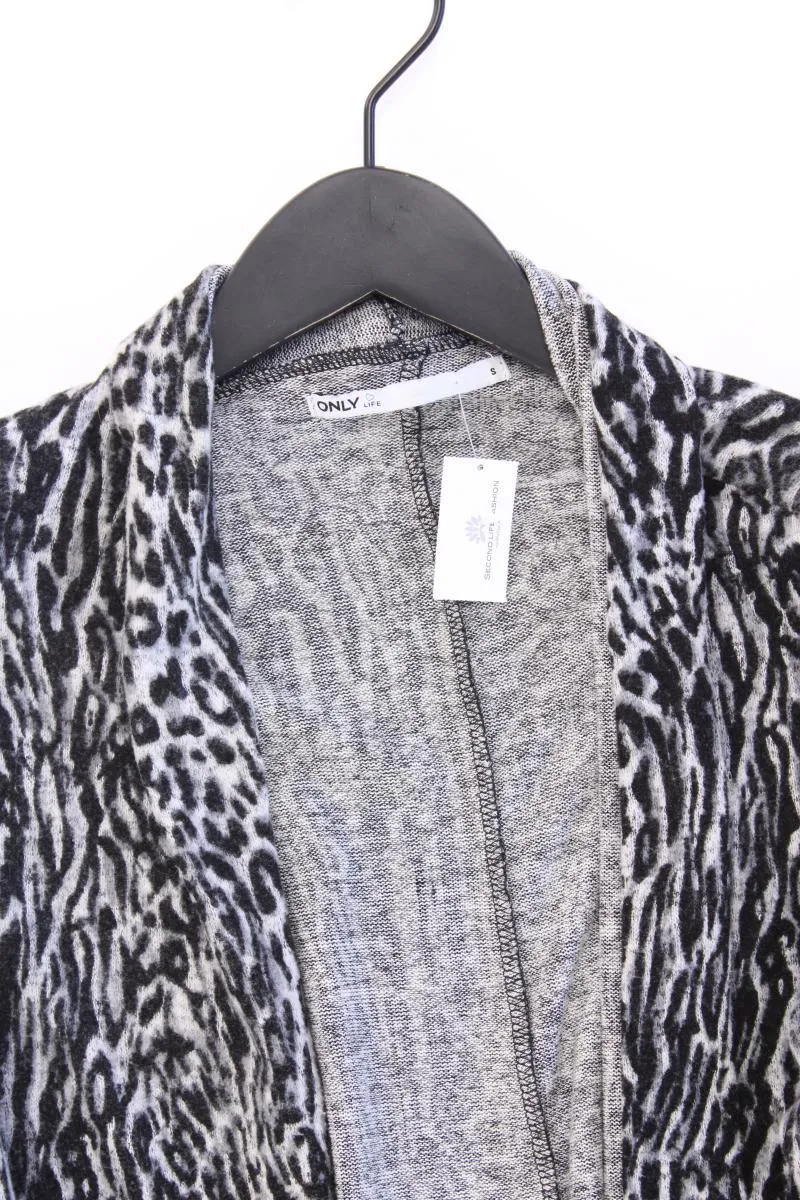 Only Strickjacke Gr. S mit Tierdruck Langarm grau aus Viskose