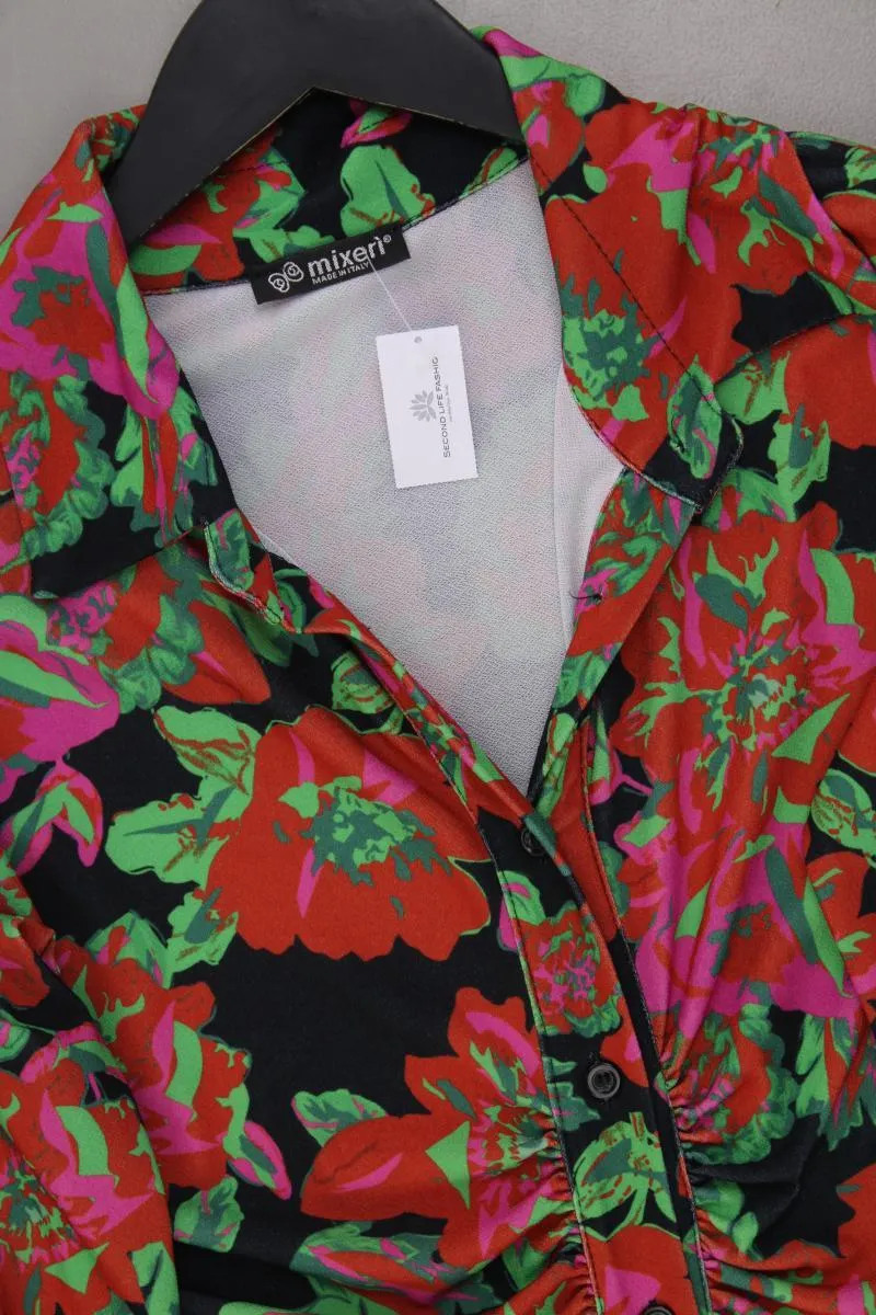Polokleid Gr. M mit Blumenmuster Langarm mehrfarbig aus Polyester