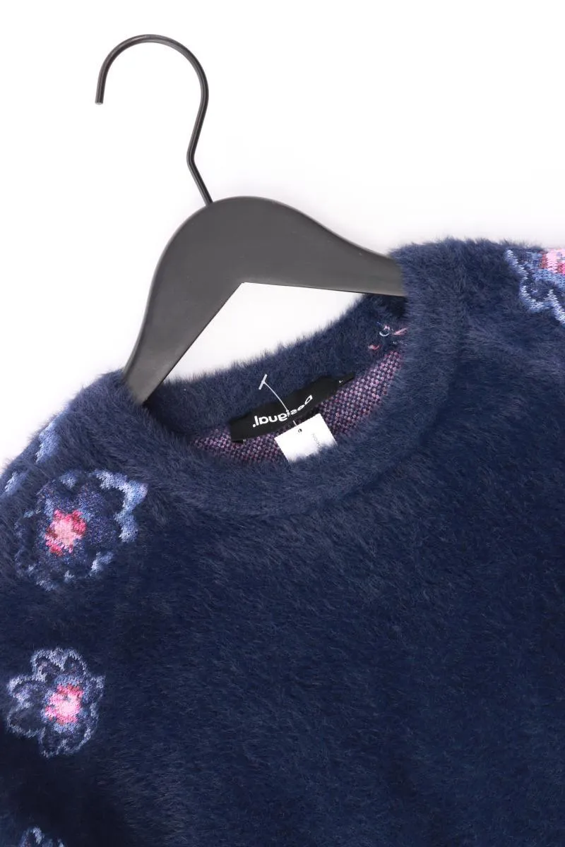 Desigual Langarmpullover Gr. L mit Blumenmuster blau