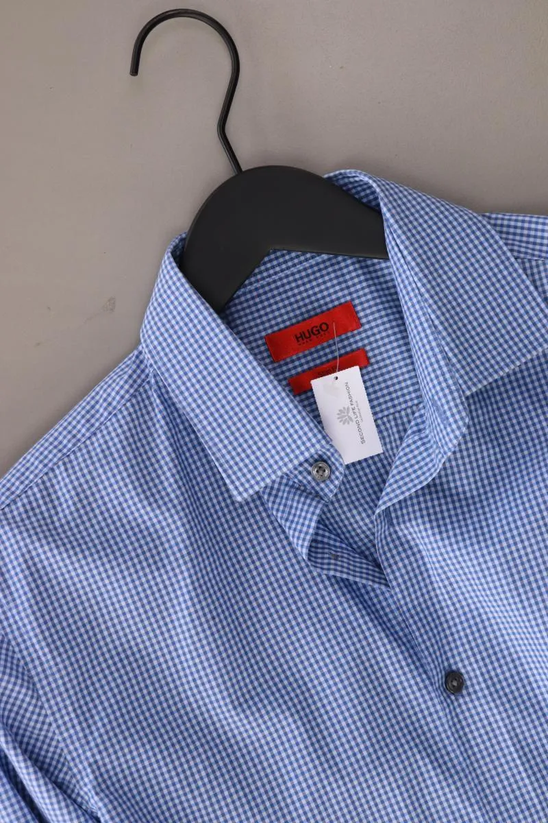 Hugo Boss Karohemd für Herren Gr. Hemdgröße 38 kariert Langarm blau