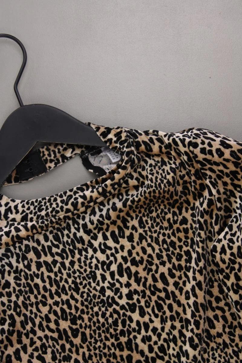 H&M Langarmshirt Samt Gr. M mit Tierdruck neuwertig braun aus Polyester