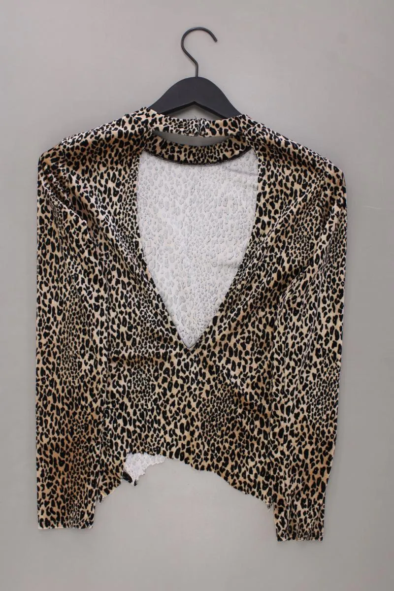 H&M Langarmshirt Samt Gr. M mit Tierdruck neuwertig braun aus Polyester
