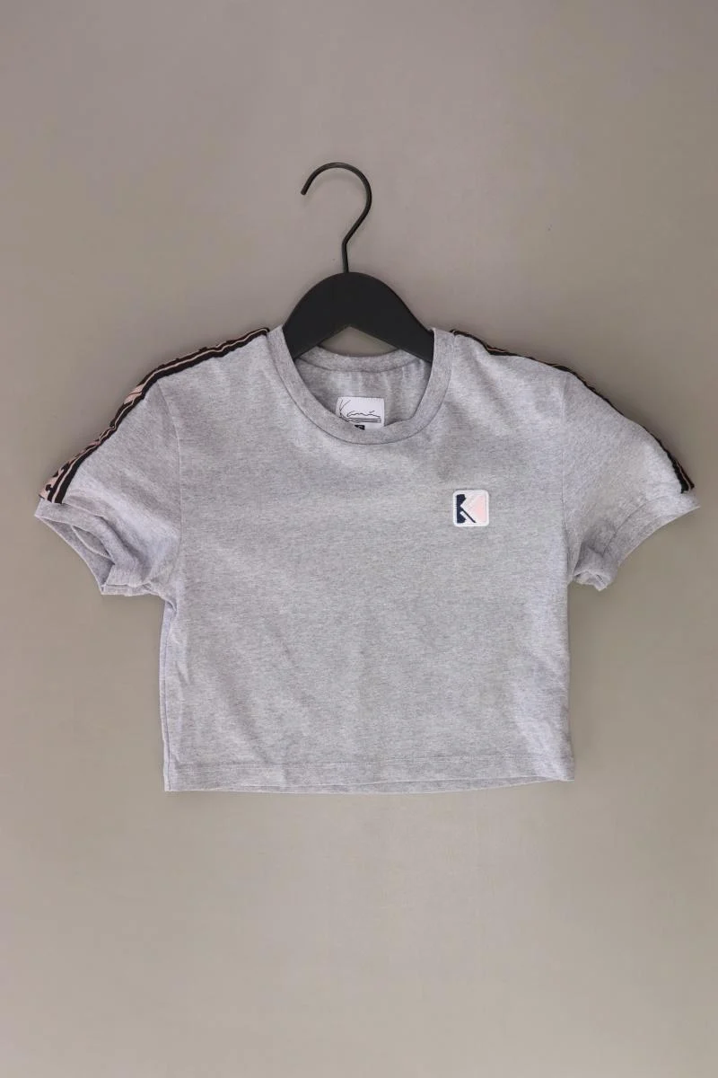 KARL KANI Cropped Shirt Gr. S Kurzarm grau aus Baumwolle