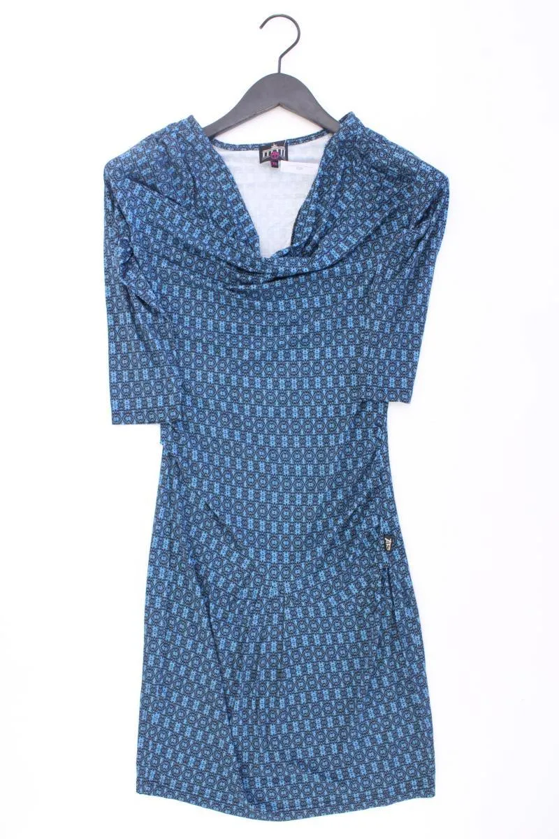 Ato Berlin Jerseykleid Gr. XS geometrisches Muster 3/4 Ärmel blau aus Viskose