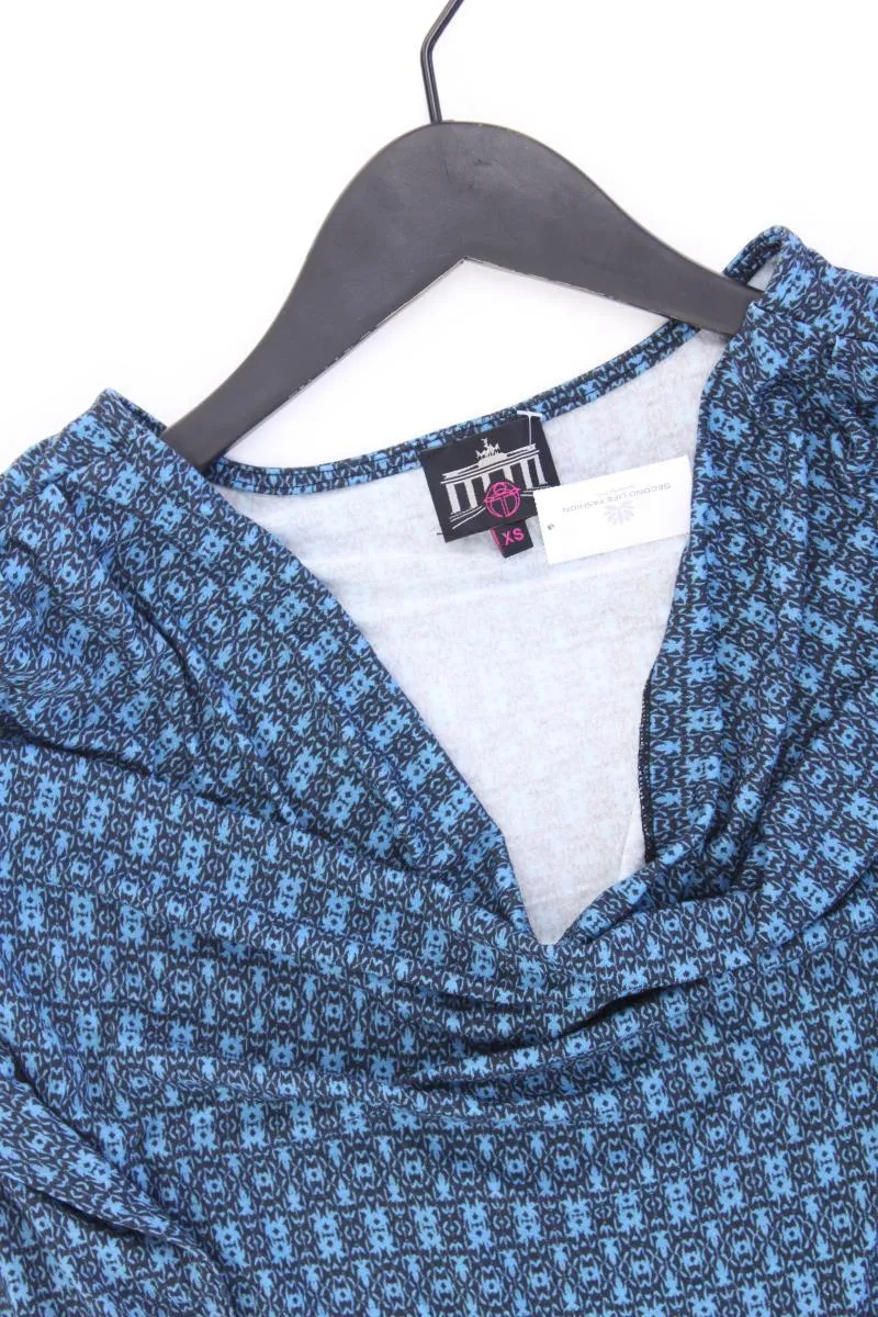 Ato Berlin Jerseykleid Gr. XS geometrisches Muster 3/4 Ärmel blau aus Viskose