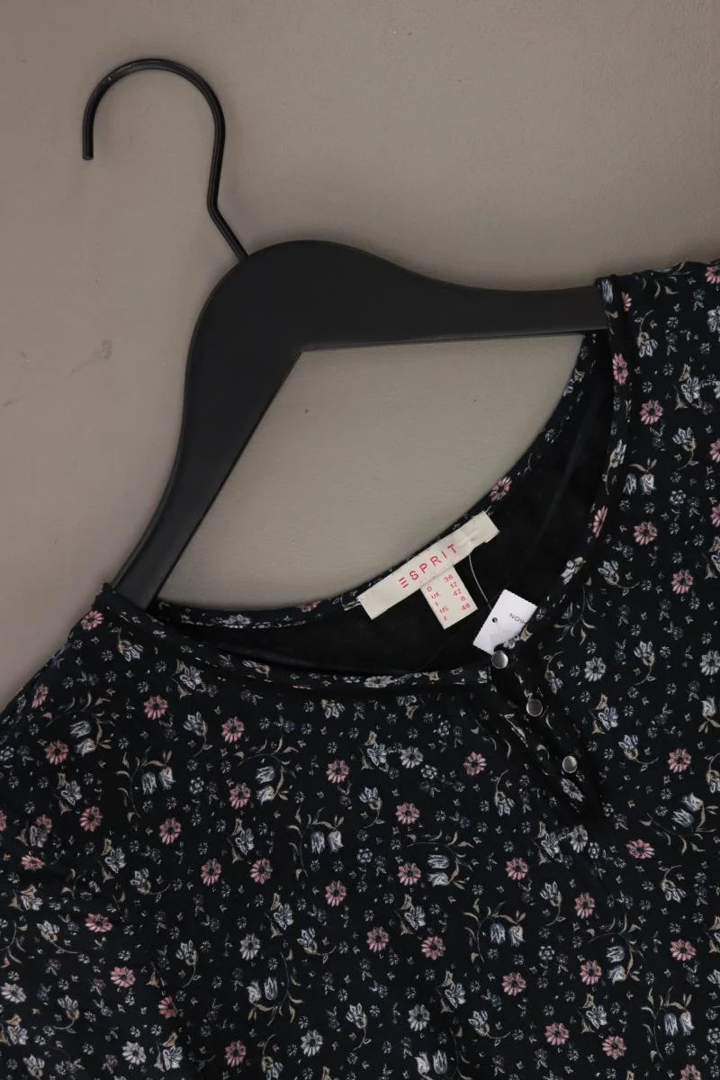Esprit Langarmkleid Gr. 38 mit Blumenmuster schwarz aus Viskose
