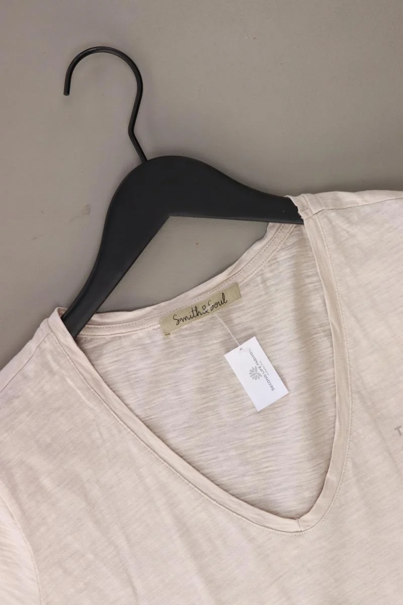 Smith & Soul Shirt mit V-Ausschnitt Gr. S Kurzarm creme aus Baumwolle