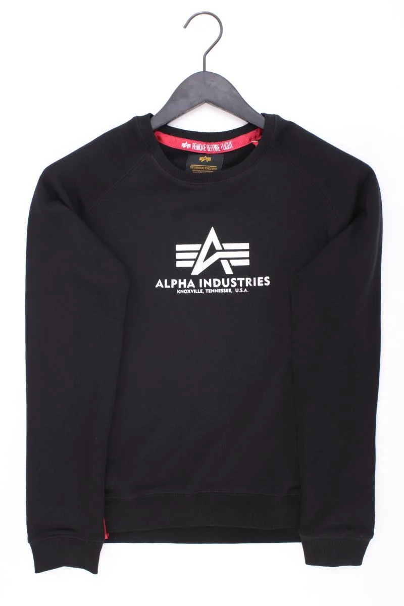 ALPHA INDUSTRIES Langarmpullover für Herren Gr. S schwarz aus Baumwolle