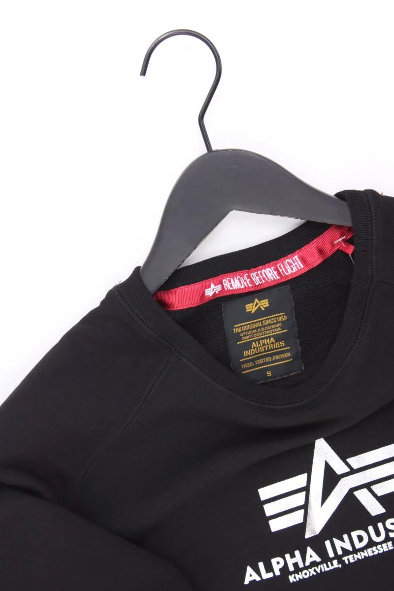 ALPHA INDUSTRIES Langarmpullover für Herren Gr. S schwarz aus Baumwolle