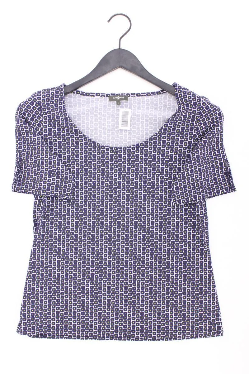 SURKANA Printshirt Gr. L geometrisches Muster Kurzarm blau aus Polyester