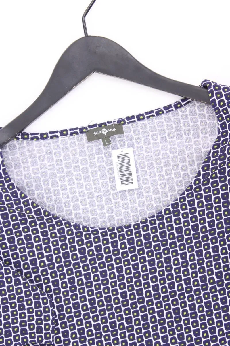 SURKANA Printshirt Gr. L geometrisches Muster Kurzarm blau aus Polyester