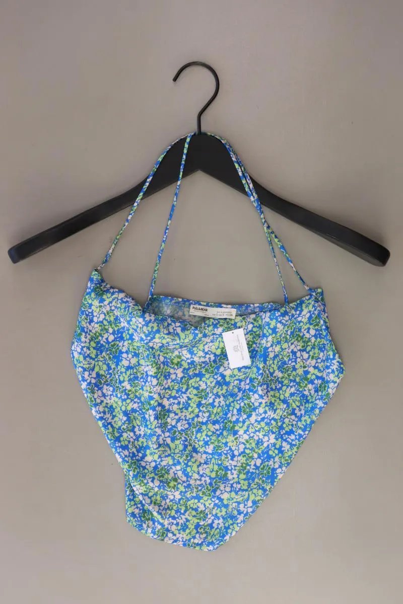 Pull&Bear Crop Top Gr. S mit Blumenmuster blau aus Polyester