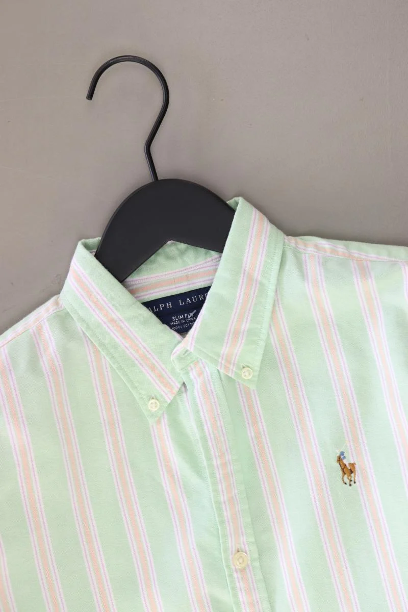 Ralph Lauren Langarmhemd für Herren Gr. US 8 (S) gestreift grün aus Baumwolle