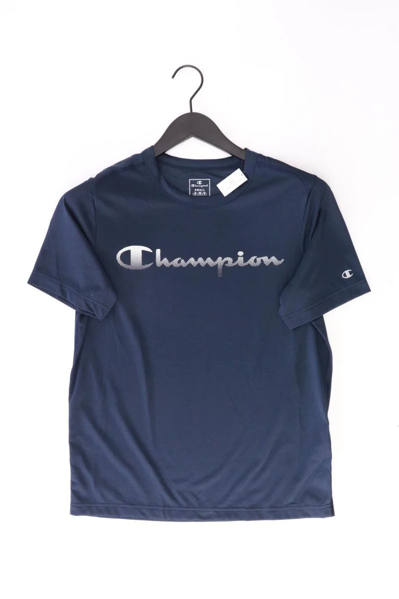 Champion Printshirt für Herren Gr. S Kurzarm blau aus Polyester